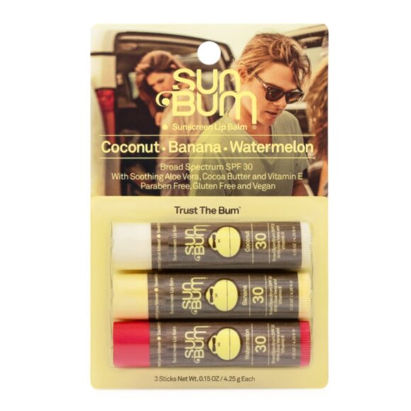SUN BUM 3 Sunscreen Lip Balms NWT - Picture 1 of 2